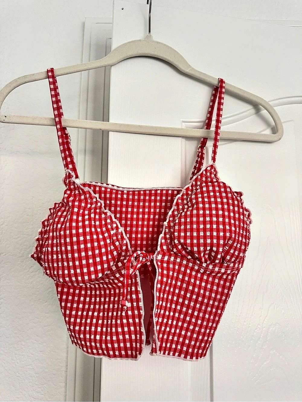 Wild Fable Gingham Bikini Top in Red & White